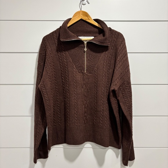 Max Studio 100% extra fine merino wool 1/4 zip knit sweater size XL - Picture 1 of 12